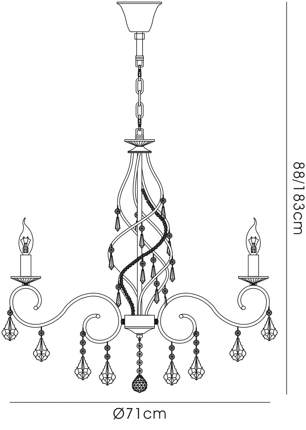 IL30328  Torino Crystal Chandelier 8 Light French Gold
